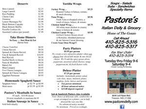 Right-click to download the menu... Pastore's PDF Menu