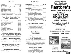 Pastore's PDF Menu